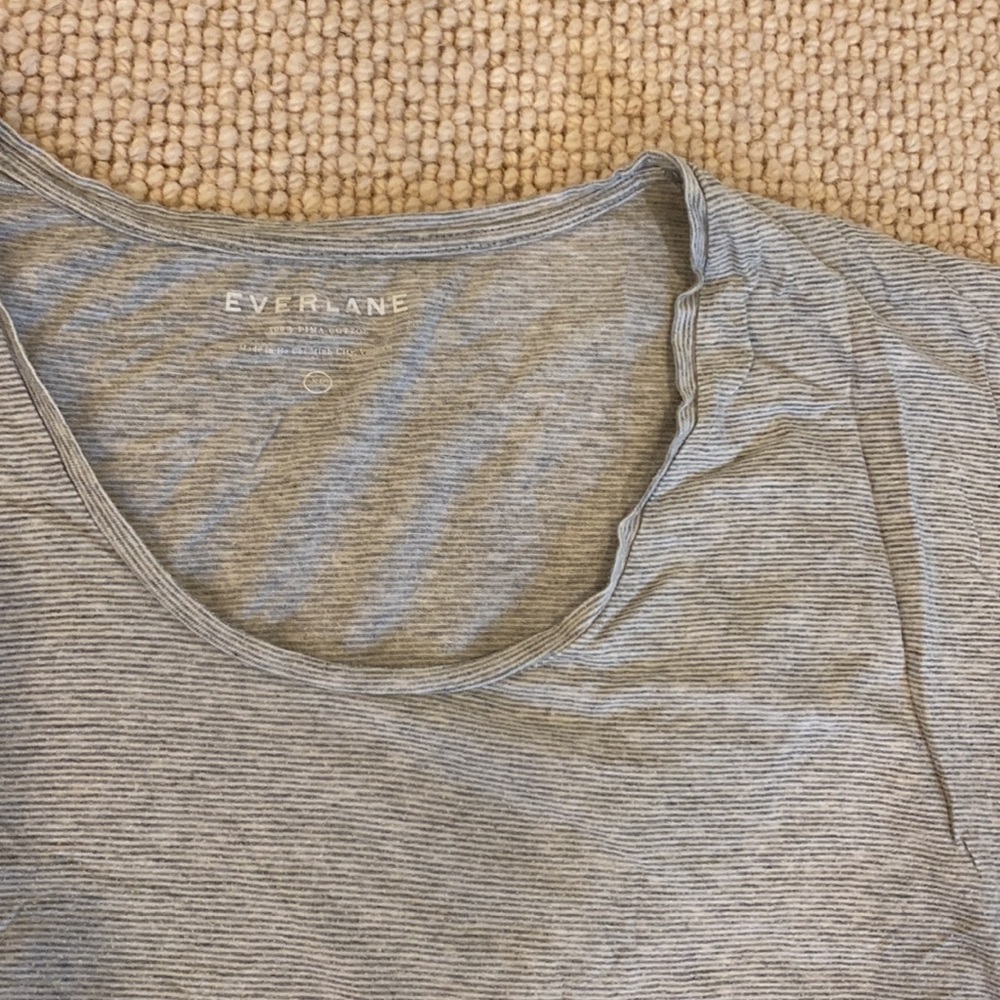 Gray and White Stripe Everlane Tee